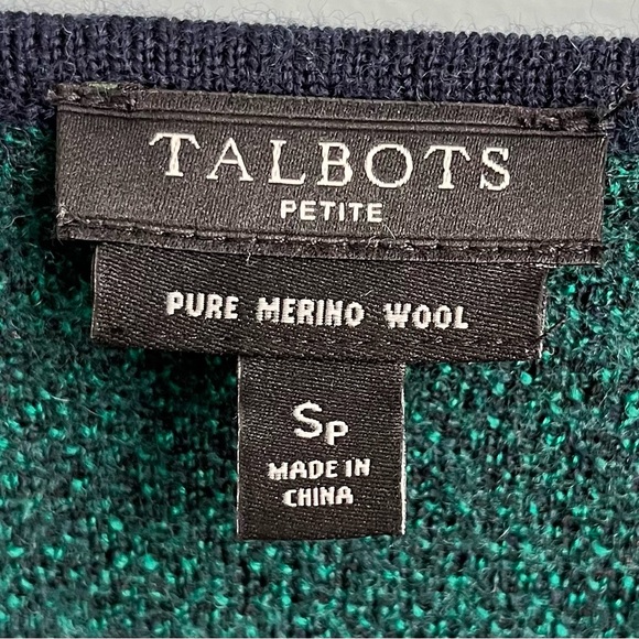 Talbots Petite Tartan Plaid Pure Merino Wool Open Front Cardigan Size SP - Picture 3 of 5